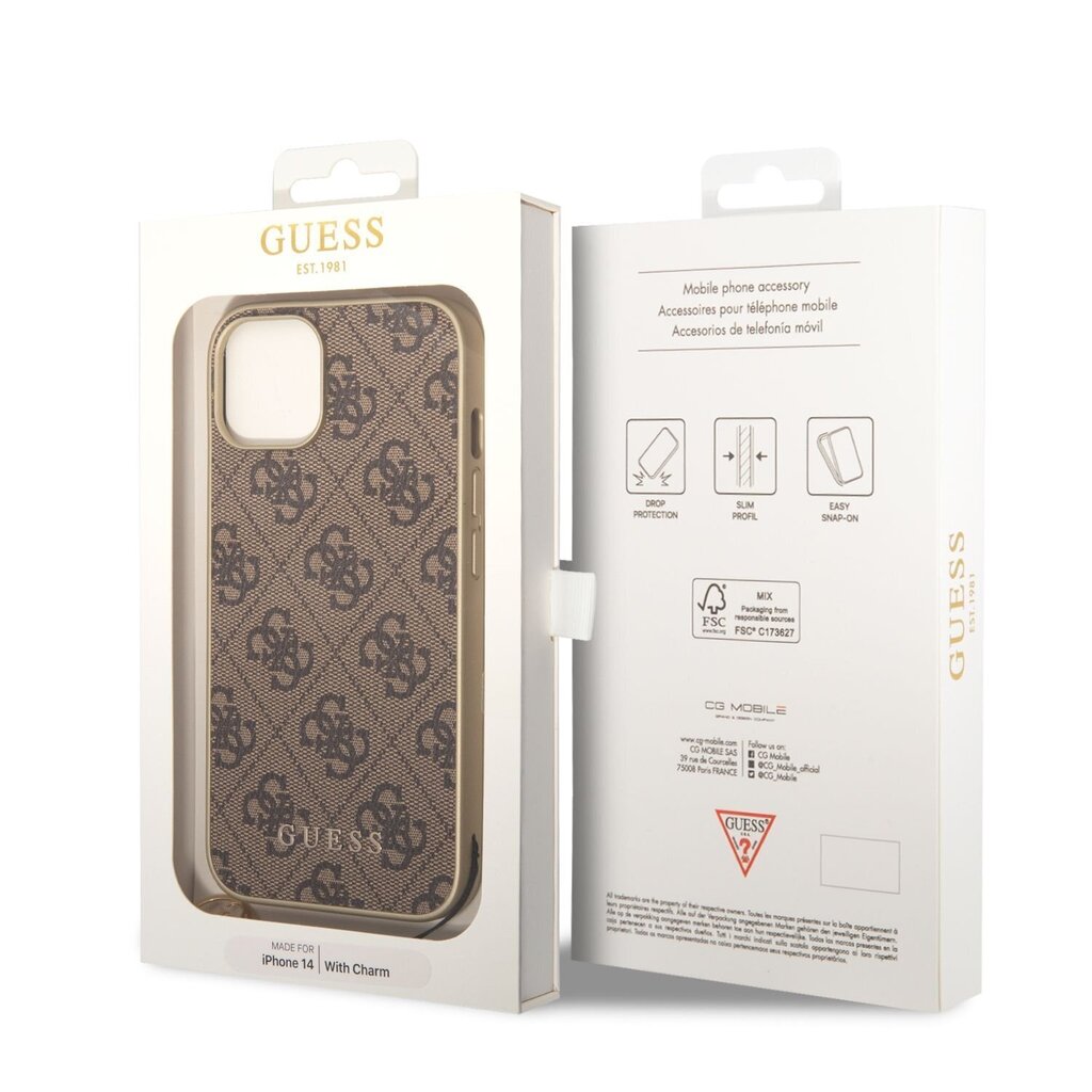 Guess 4G Charms -kotelo iPhone 14 Brownille hinta ja tiedot | Puhelimen kuoret ja kotelot | hobbyhall.fi