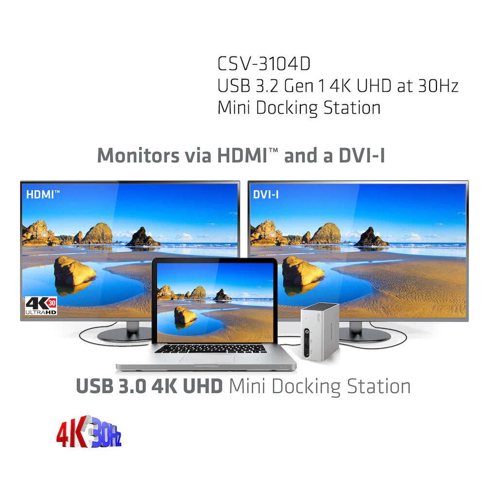Club 3D Dock USB3.0 Dual GFX 4k Mini hinta ja tiedot | Näytönohjaimet | hobbyhall.fi