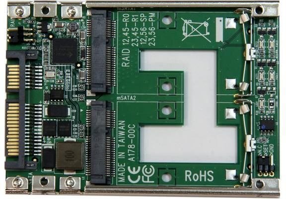 StarTech Dual mSATA SSD to 2.5” SATA RAID Adapter Converter (25SAT22MSAT) hinta ja tiedot | Komponenttien lisätarvikkeet | hobbyhall.fi