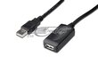 Cable DIGITUS DA-73101 (USB M - USB F, 15m, black color) hinta ja tiedot | Adapterit | hobbyhall.fi