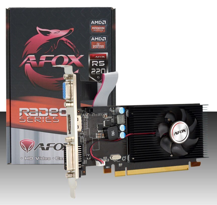 AFOX Radeon R5 220 2GB DDR3 (AFR5220-2048D3L5) hinta ja tiedot | Näytönohjaimet | hobbyhall.fi