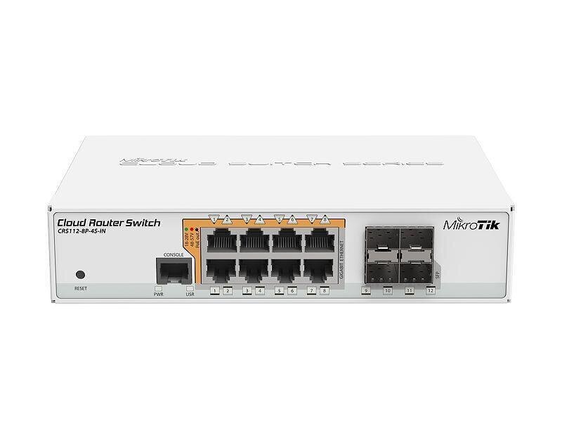 MikroTik Cloud Router Switch CRS112-8P-4S-IN SFP ports quantity 4, Desktop, Dual Power Suply: 28V 3.4V included. hinta ja tiedot | Adapterit | hobbyhall.fi