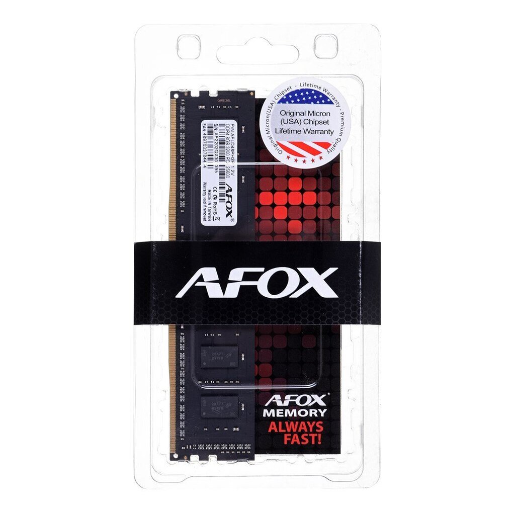 Afox, 16GB, DDR4, 3200MHz, CL22, XMP2, Micron Chip hinta ja tiedot | Muisti (RAM) | hobbyhall.fi