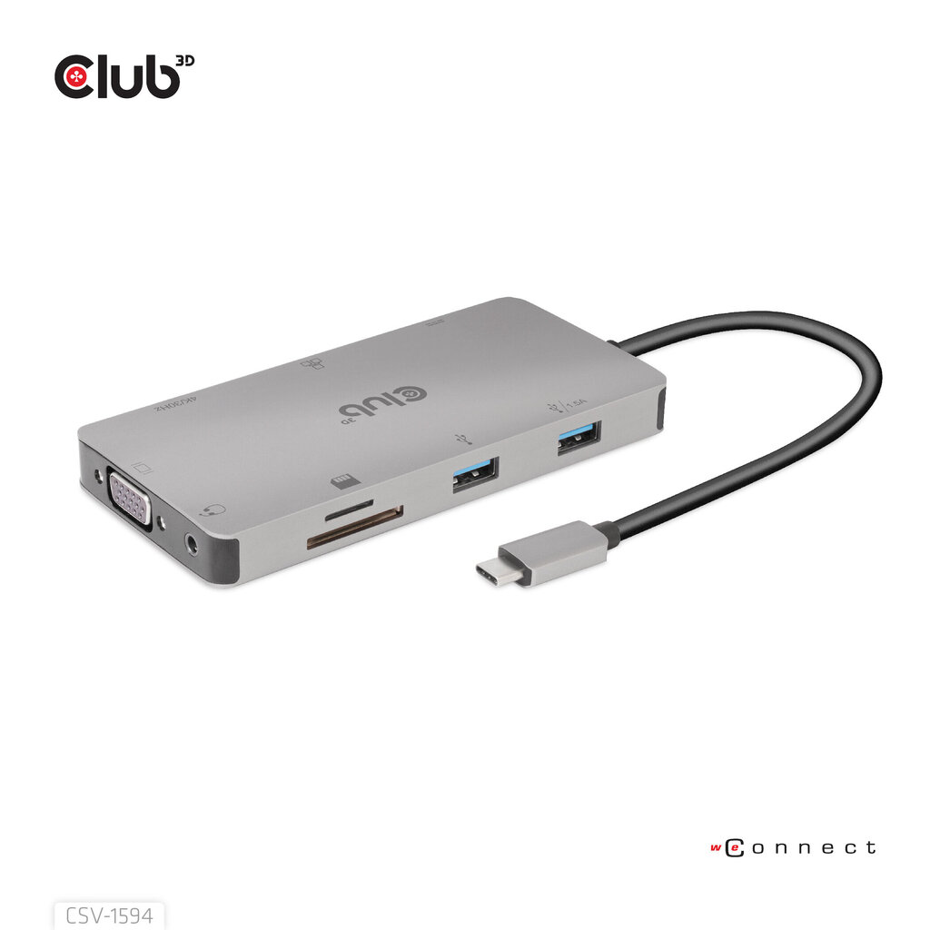 CLUB3D USB Gen1 Type-C 9-in-1 hinta ja tiedot | Adapterit | hobbyhall.fi