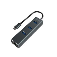 Savio 3-port USB-C 3.1 GEN 1 RJ-45 Gigabit Ethernet hinta ja tiedot | Adapterit | hobbyhall.fi