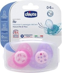Silikonitutti Chicco Physio Air, pinkki, 0 kk, 2 kpl hinta ja tiedot | Tutit | hobbyhall.fi