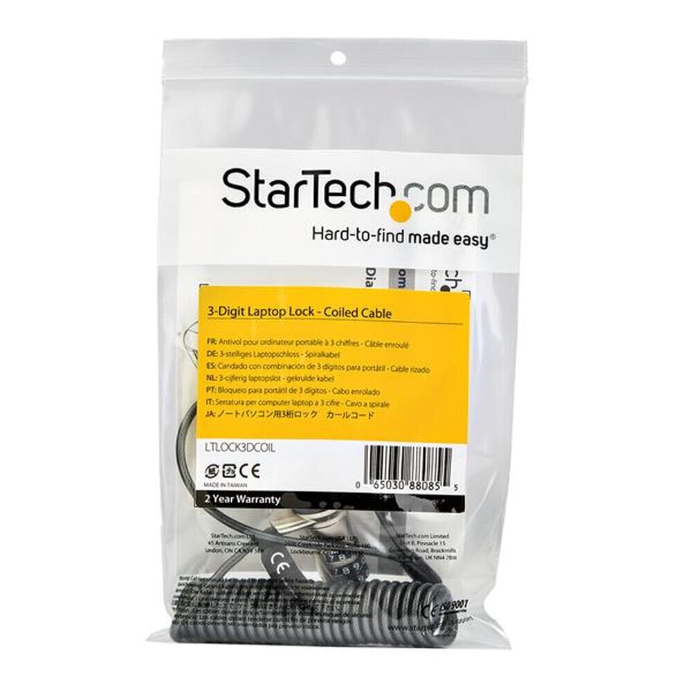 Startech LTLOCK3DCOIL 1,83 m hinta ja tiedot | Kannettavien tietokoneiden lisätarvikkeet | hobbyhall.fi