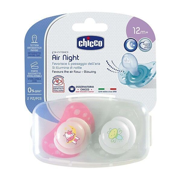 Silikonitutti Chicco Physio Air, Neutraali 12kk, 2kpl. hinta ja tiedot | Tutit | hobbyhall.fi