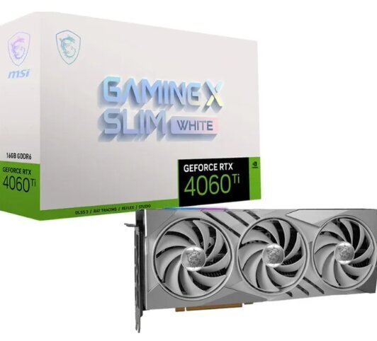 MSI GeForce RTX 4060 Ti Gaming X Slim White 16G hinta ja tiedot | Näytönohjaimet | hobbyhall.fi