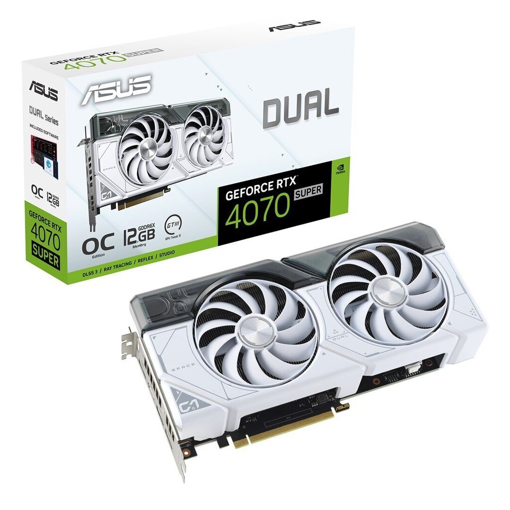 Asus Dual GeForce RTX 4070 Super White OC Edition (90YV0K84-M0NA00) hinta ja tiedot | Näytönohjaimet | hobbyhall.fi