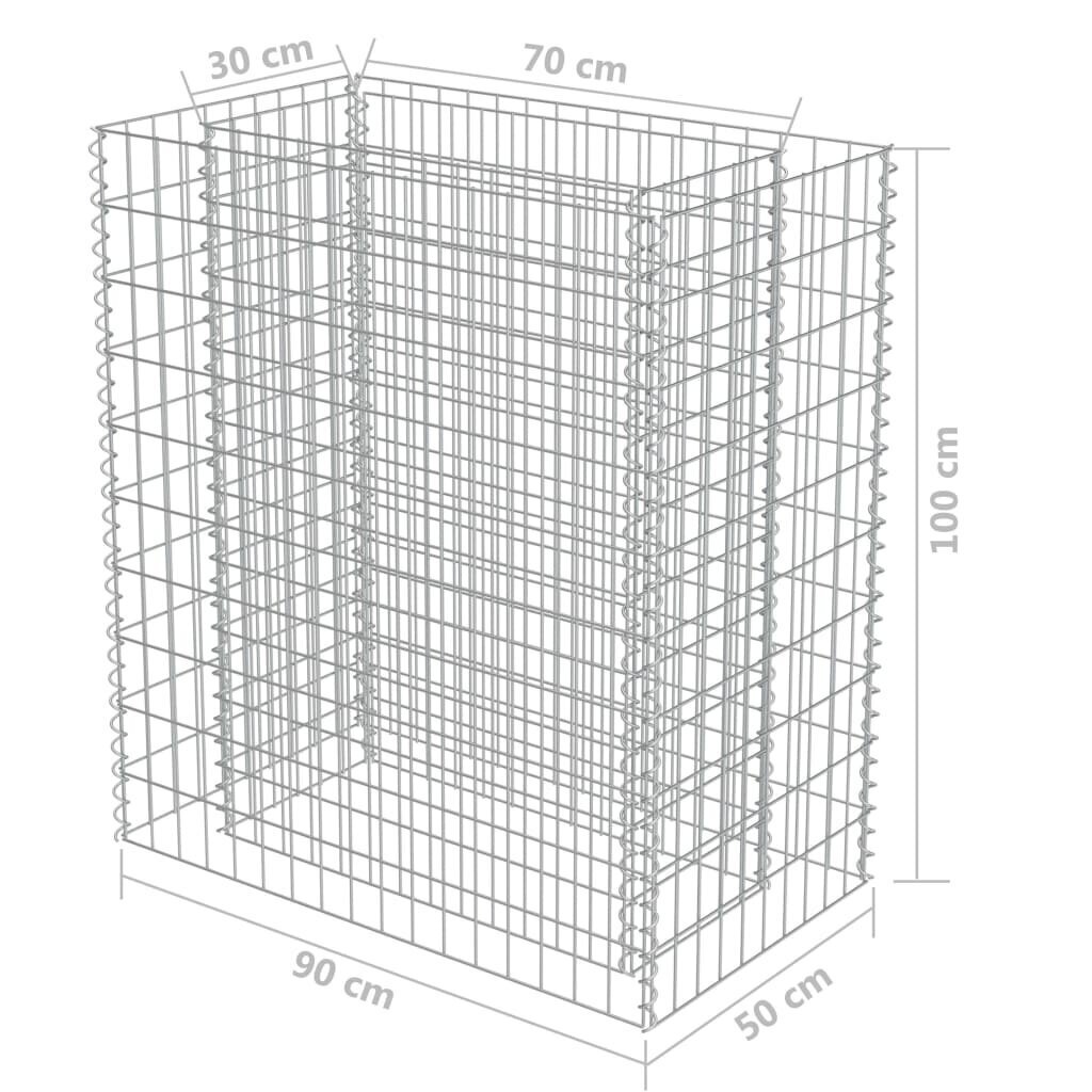 vidaXL Korotettu kivikori/kukkalaatikko galvanoitu teräs 90x50x100 cm hinta ja tiedot | Kukkaruukut | hobbyhall.fi