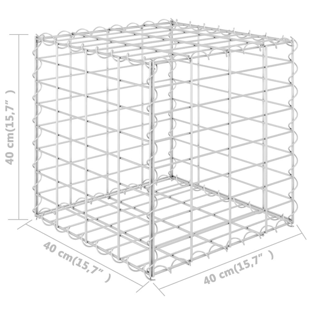 vidaXL Korotettu kivikori/kukkalaatikko teräslanka 40x40x40 cm hinta ja tiedot | Kukkaruukut | hobbyhall.fi