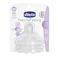 Silikonitutit pulloon Chicco Natural feeling, 6+ kk, keskivirtaus 2 kpl hinta ja tiedot | Tuttipullot ja tarvikkeet | hobbyhall.fi