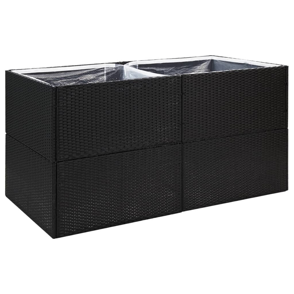 vidaXL Kukkalaatikko musta 157x80x80 cm polyrottinki hinta ja tiedot | Kukkalaatikot | hobbyhall.fi