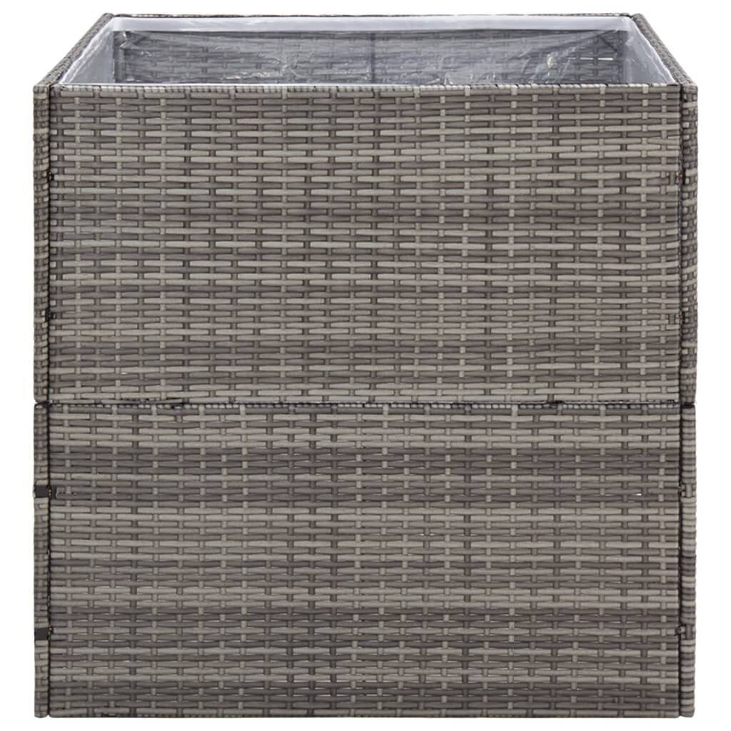 vidaXL Kukkalaatikko harmaa 80x80x80 cm polyrottinki hinta ja tiedot | Kukkalaatikot | hobbyhall.fi