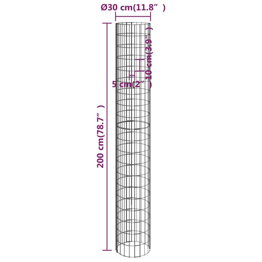 vidaXL Pyöreä kivikori/kukkalaatikot 3 kpl galvanoitu teräs Ø30x200 cm hinta ja tiedot | Istutusruukut ja minikasvihuoneet | hobbyhall.fi