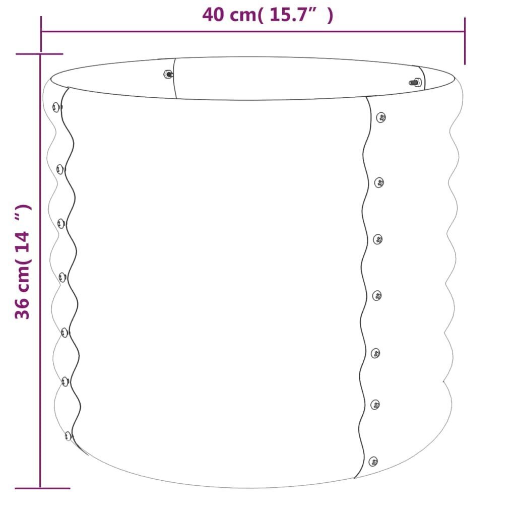 vidaXL Puutarhakukkalaatikko jauhemaalattu teräs 40x40x36 cm harmaa hinta ja tiedot | Istutusruukut ja minikasvihuoneet | hobbyhall.fi