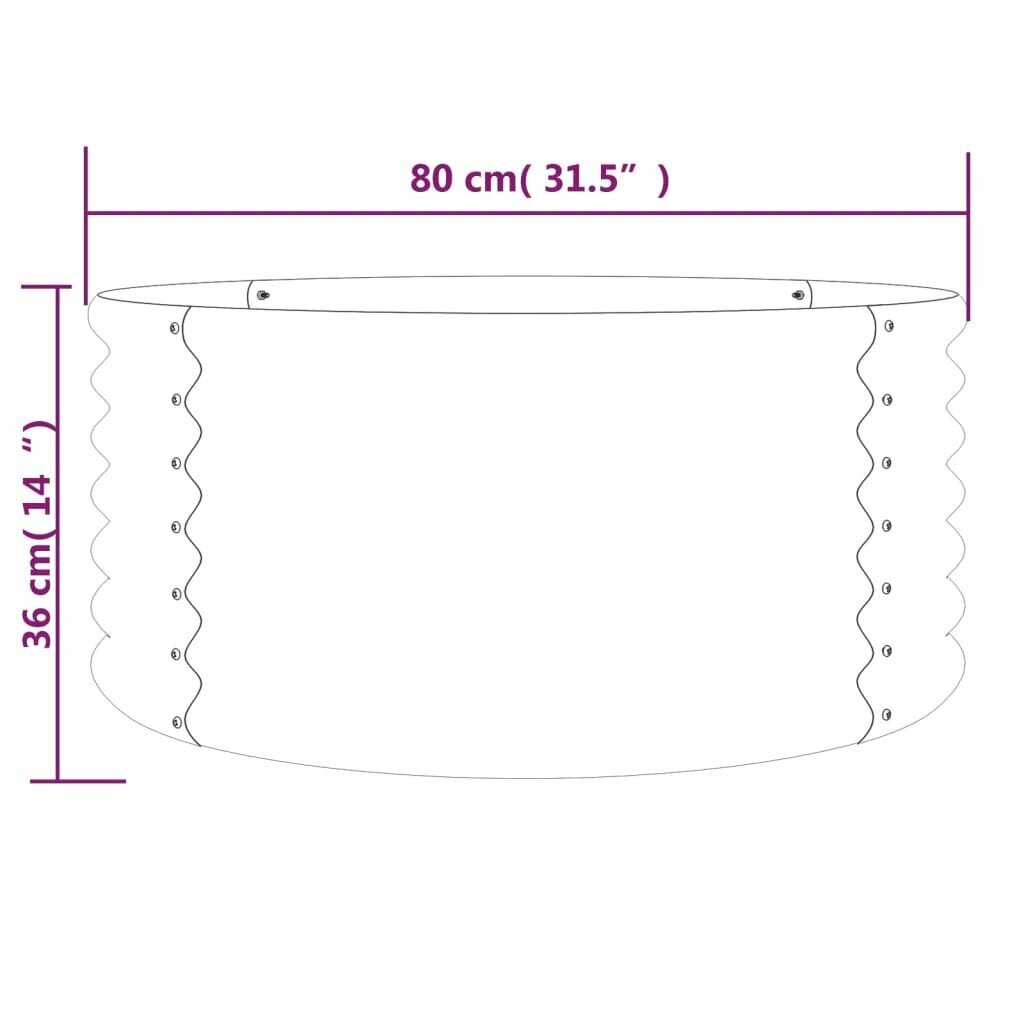 vidaXL Puutarhakukkalaatikko jauhemaalattu teräs 80x80x36 cm ruskea hinta ja tiedot | Istutusruukut ja minikasvihuoneet | hobbyhall.fi