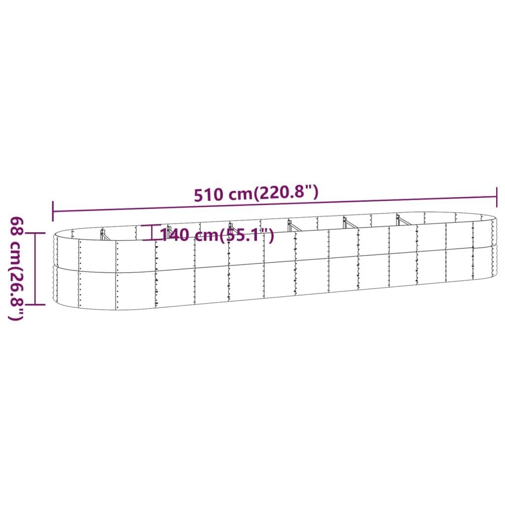 vidaXL Korotettu kukkalaatikko jauhemaalattu teräs 510x140x68cm vihreä hinta ja tiedot | Kukkaruukut | hobbyhall.fi