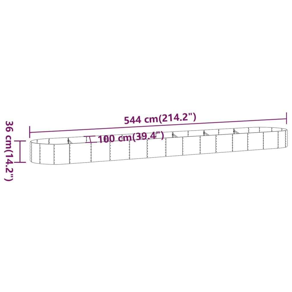 vidaXL Korotettu kukkalaatikko jauhemaalattu teräs 544x100x36cm vihreä hinta ja tiedot | Kukkaruukut | hobbyhall.fi