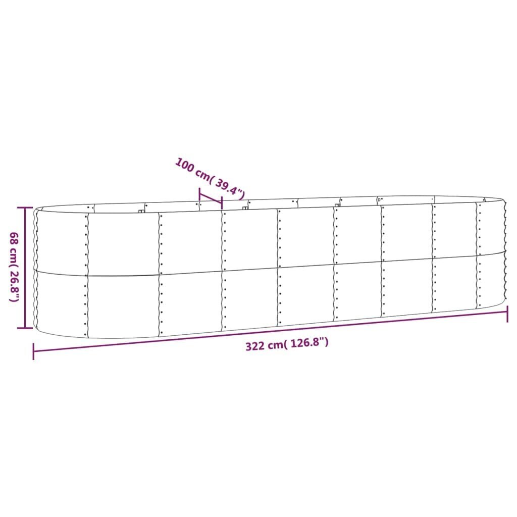 vidaXL Korotettu kukkalaatikko jauhemaalattu teräs 322x100x68cm ruskea hinta ja tiedot | Kukkaruukut | hobbyhall.fi