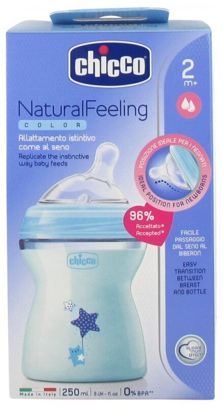 Tuttipullo Chicco Natural Feeling 250 ml, 2+ kk. hinta ja tiedot | Tuttipullot ja tarvikkeet | hobbyhall.fi