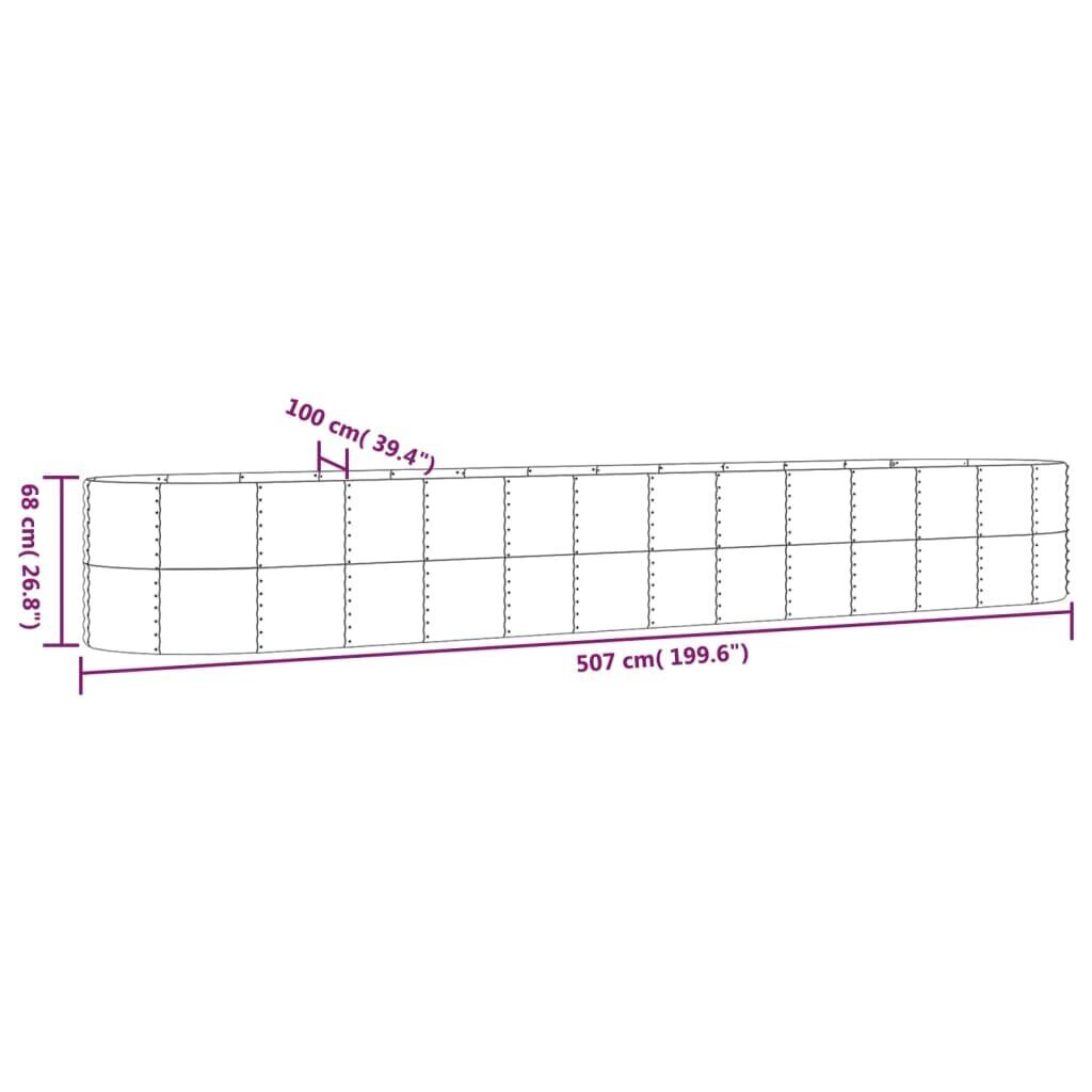 vidaXL Korotettu kukkalaatikko jauhemaalattu teräs 507x100x68cm vihreä hinta ja tiedot | Kukkaruukut | hobbyhall.fi