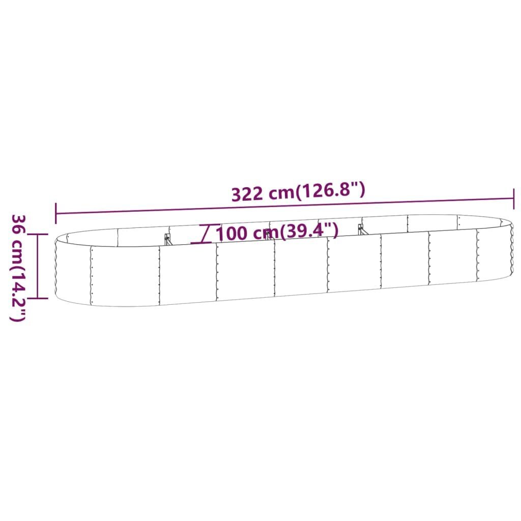 vidaXL Korotettu kukkalaatikko jauhemaalattu teräs 322x100x36cm antr. hinta ja tiedot | Kukkalaatikot | hobbyhall.fi