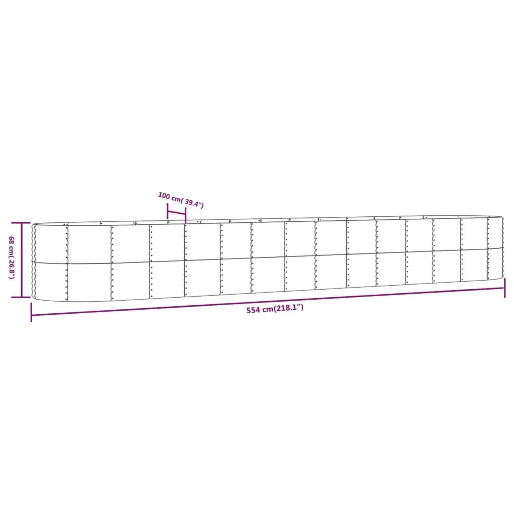 vidaXL Korotettu kukkalaatikko vihreä 554x100x68cm jauhemaalattu teräs hinta ja tiedot | Kukkalaatikot | hobbyhall.fi