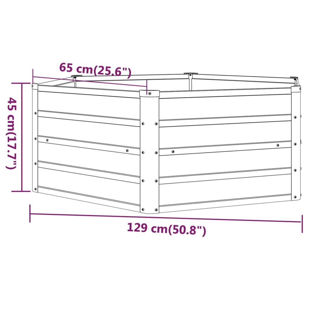 vidaXL Korotettu kukkalaatikko ruoste 129x129x45 cm Corten teräs hinta ja tiedot | Kukkalaatikot | hobbyhall.fi