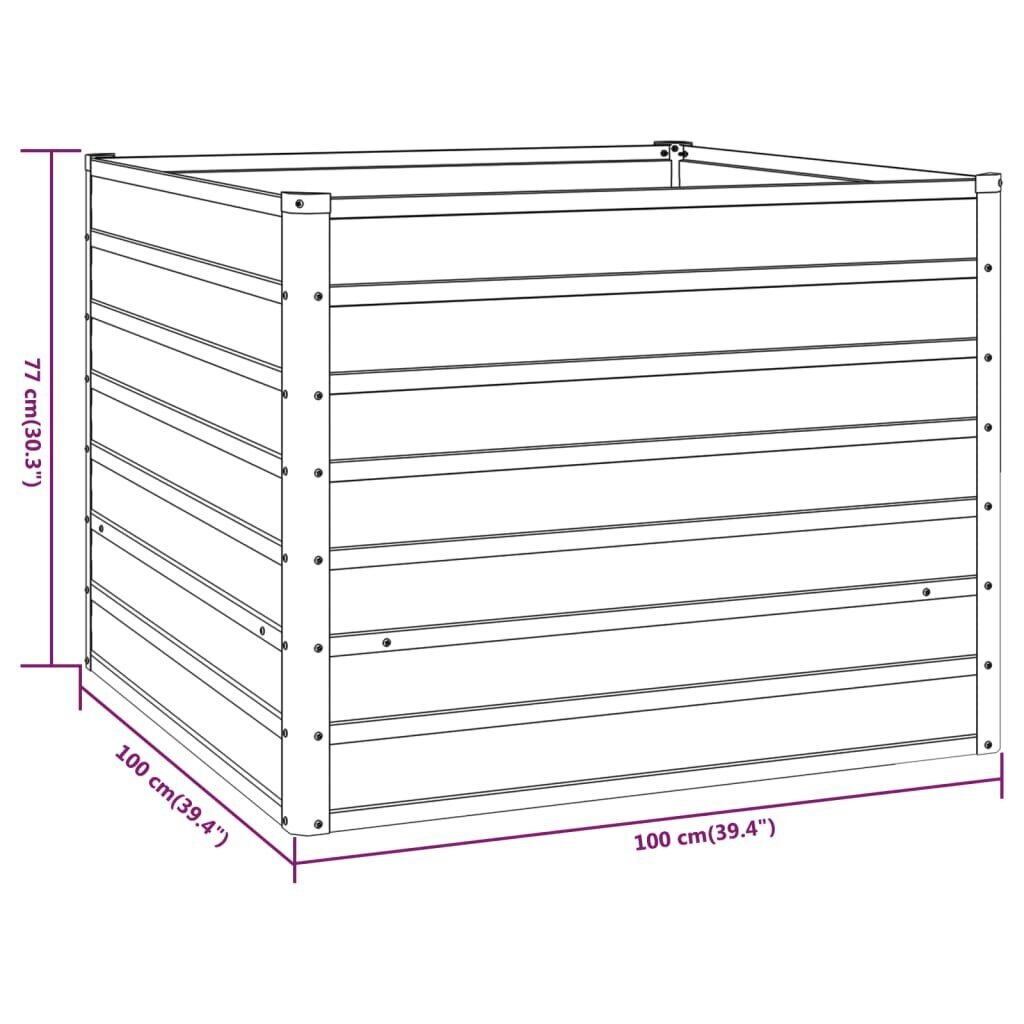 vidaXL Korotettu kukkalaatikko ruoste 100x100x77 cm Corten teräs hinta ja tiedot | Kukkalaatikot | hobbyhall.fi