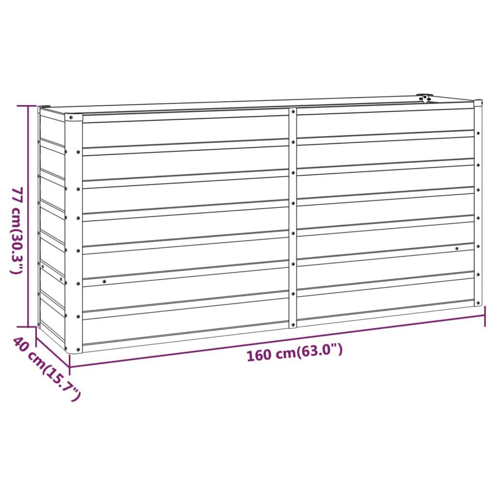 vidaXL Korotettu kukkalaatikko ruoste 160x40x77 cm Corten teräs hinta ja tiedot | Kukkaruukut | hobbyhall.fi