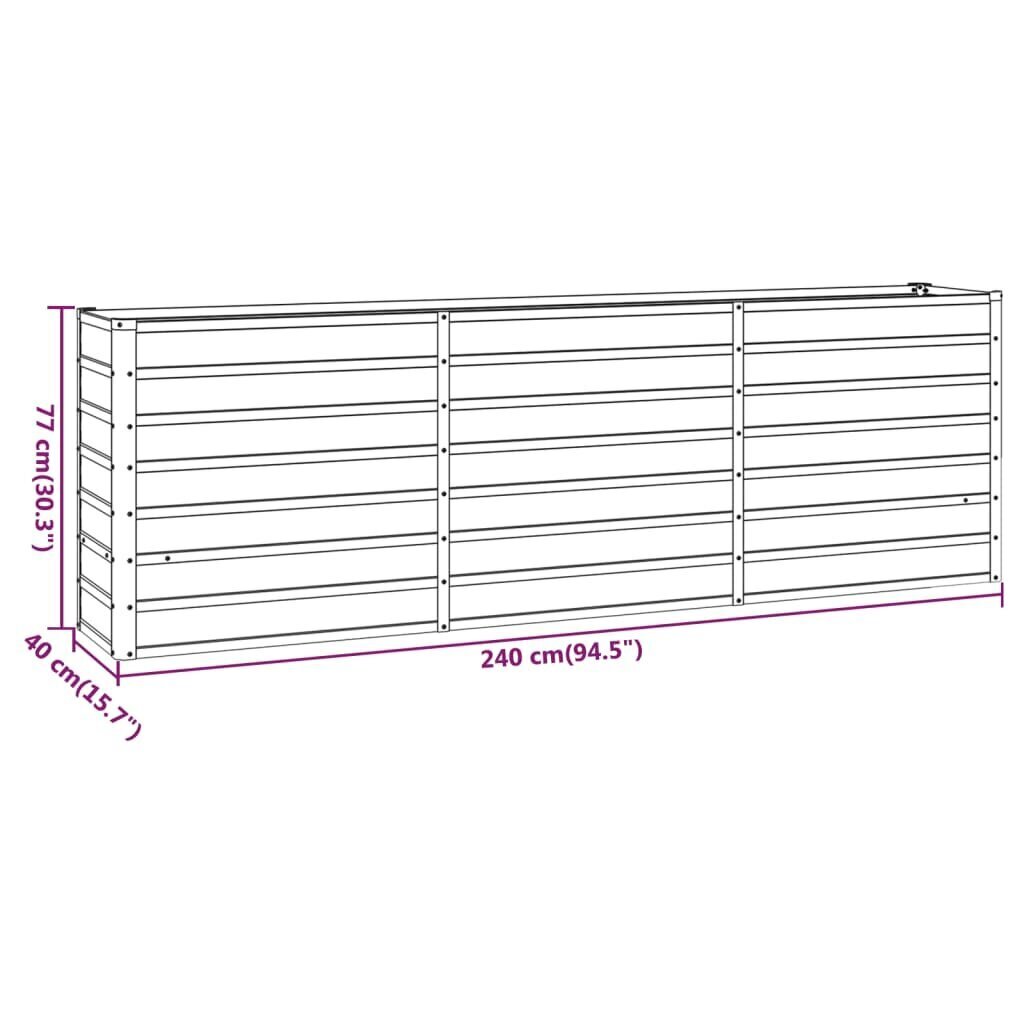 vidaXL Korotettu kukkalaatikko ruoste 240x40x77 cm Corten teräs hinta ja tiedot | Kukkaruukut | hobbyhall.fi