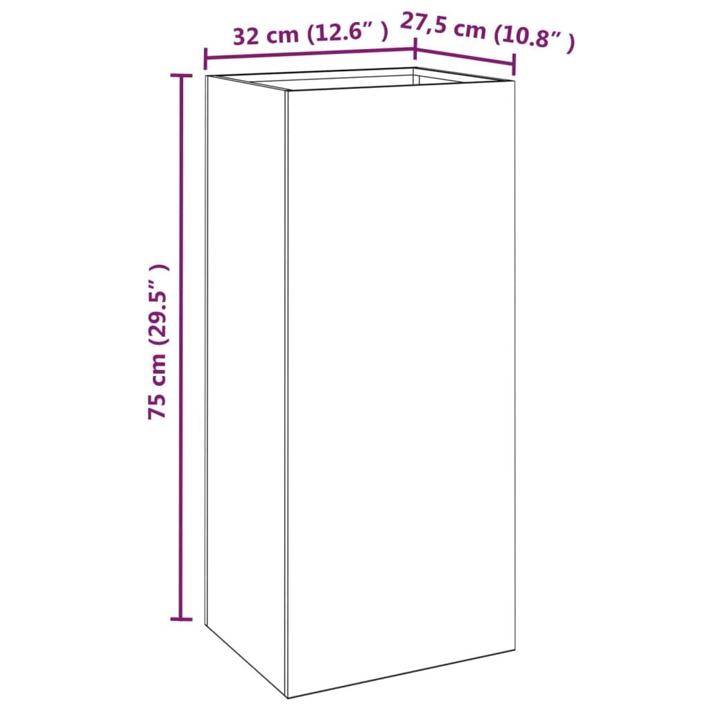 vidaXL Kukkalaatikko 32x27,5x75 cm Corten teräs hinta ja tiedot | Kukkaruukut | hobbyhall.fi