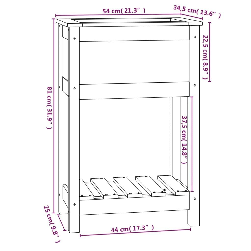 vidaXL Kukkalaatikko hyllyllä valkoinen 54x34,5x81 cm täysi mänty hinta ja tiedot | Kukkalaatikot | hobbyhall.fi