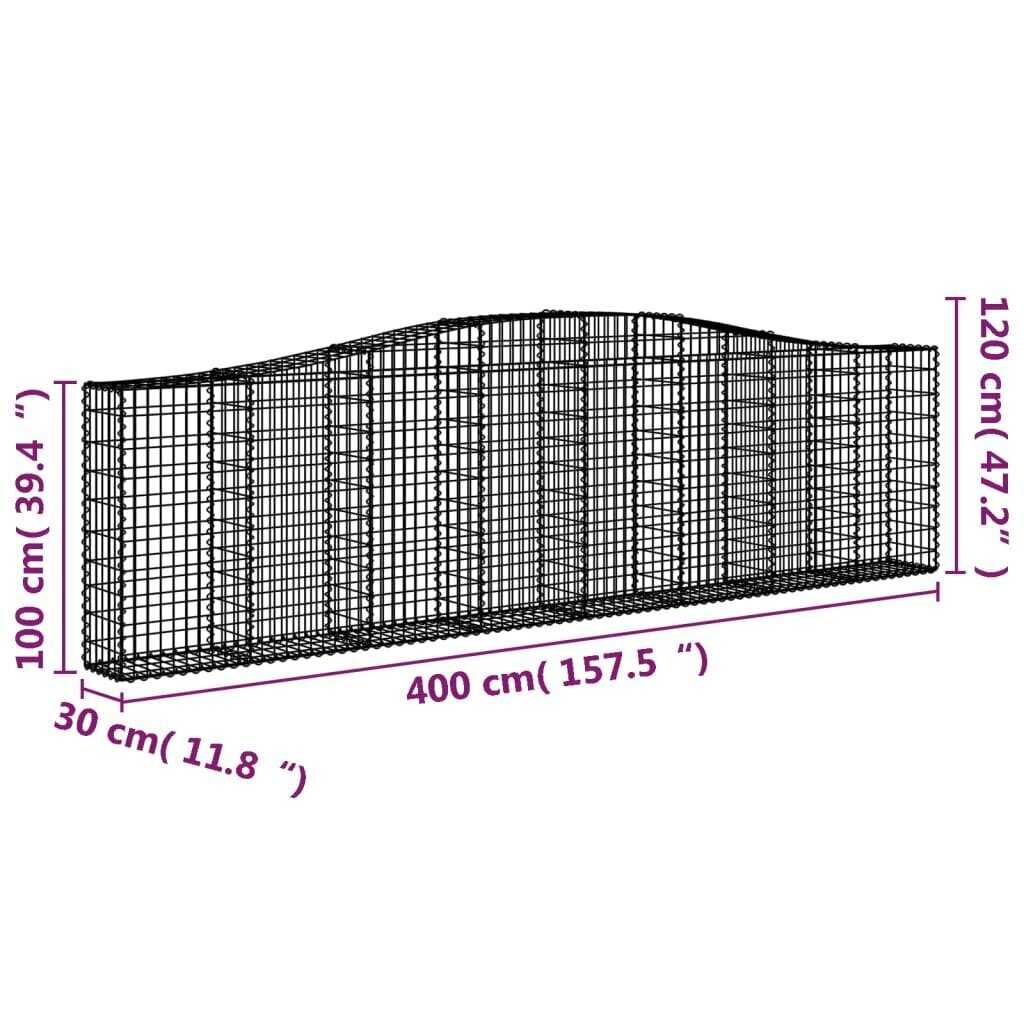 vidaXL Kaareva kivikori 400x30x100/120 cm galvanoitu rauta hinta ja tiedot | Kukkalaatikot | hobbyhall.fi