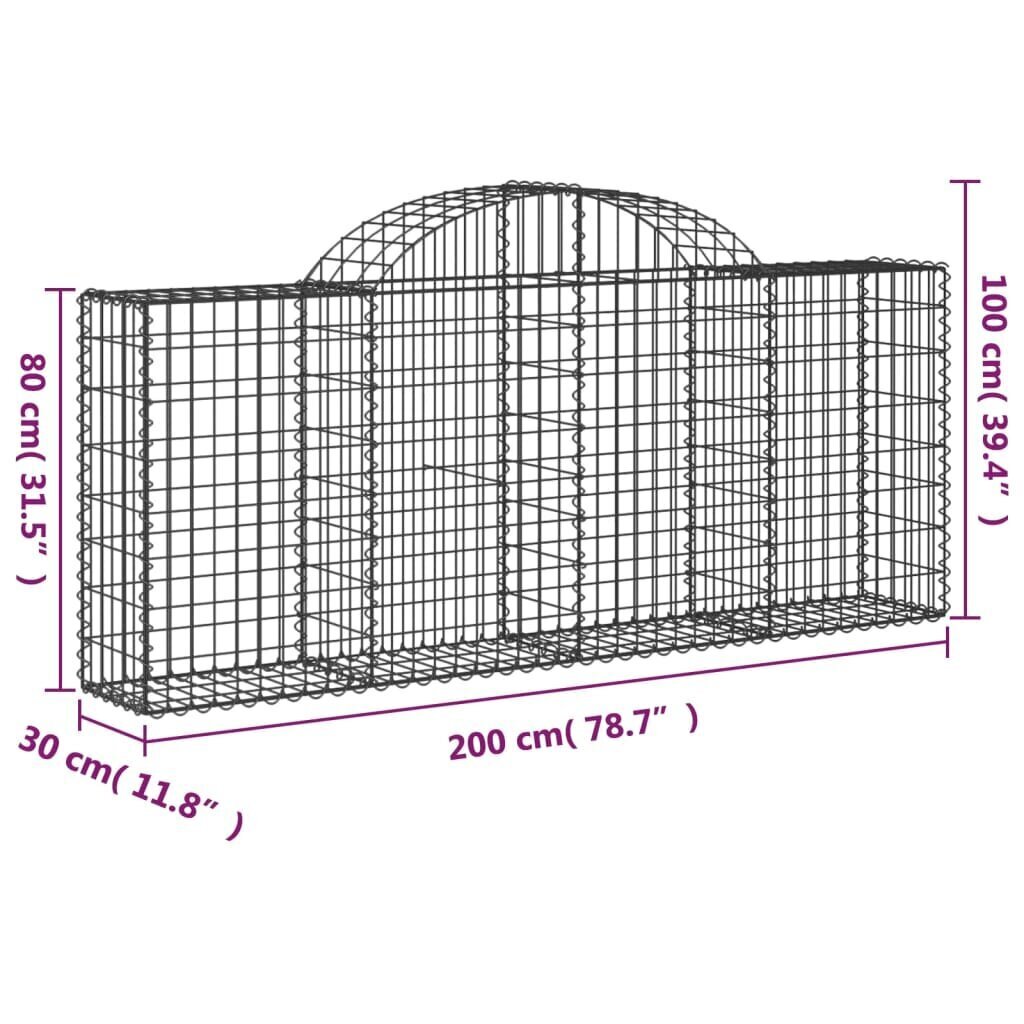 vidaXL Kaareva kivikori 200x30x80/100 cm galvanoitu rauta hinta ja tiedot | Aidat ja tarvikkeet | hobbyhall.fi