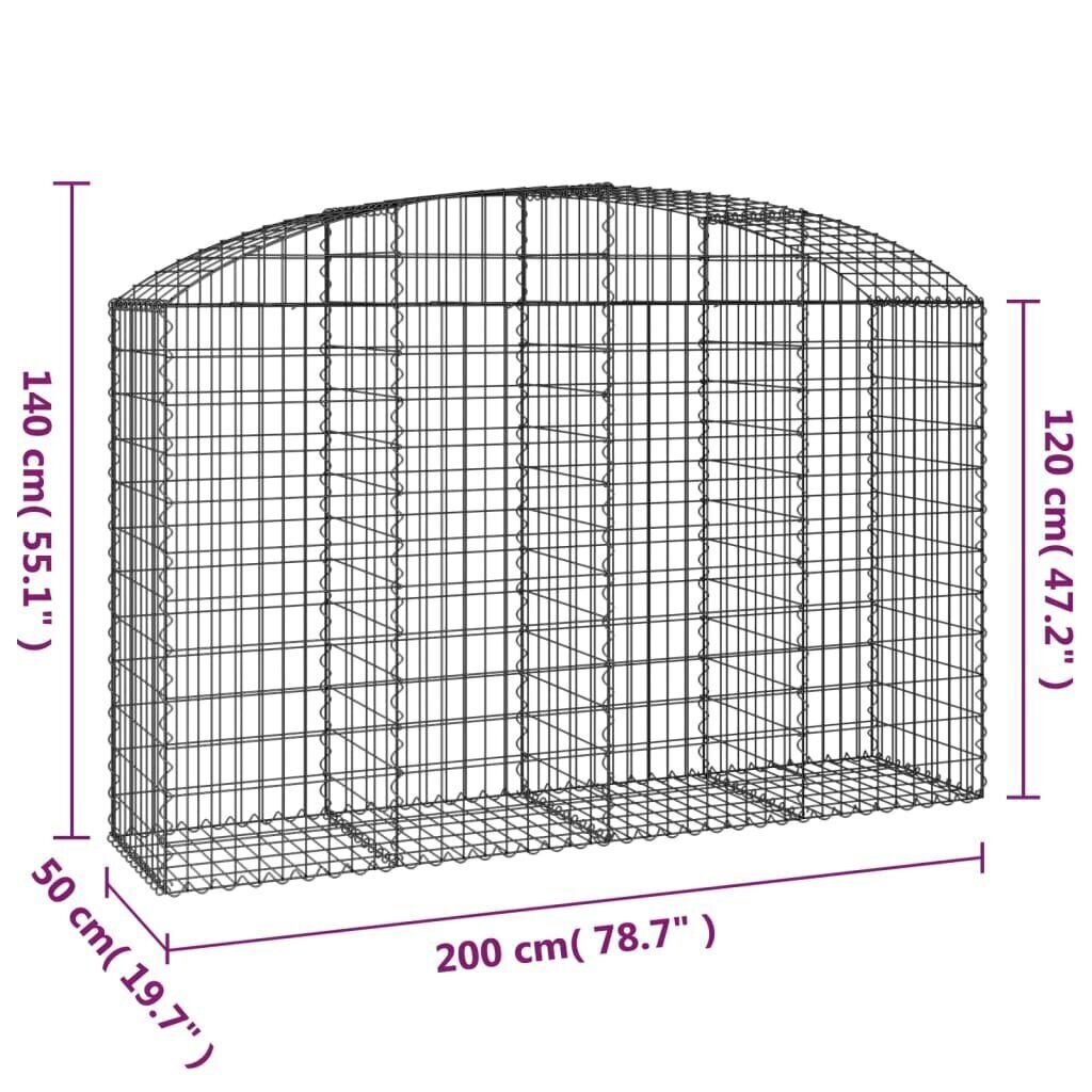 vidaXL Kaareva kivikori 200x50x120/140 cm galvanoitu rauta hinta ja tiedot | Aidat ja tarvikkeet | hobbyhall.fi