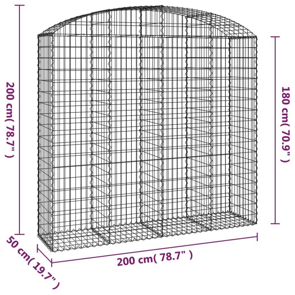 vidaXL Kaareva kivikori 200x50x180/200 cm galvanoitu rauta hinta ja tiedot | Aidat ja tarvikkeet | hobbyhall.fi