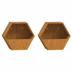 vidaXL Kukkalaatikot 2 kpl ruoste Corten teräs 30x10x25 cm hinta ja tiedot | Istutusruukut ja minikasvihuoneet | hobbyhall.fi