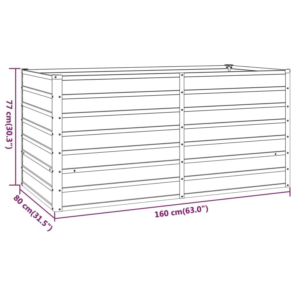 vidaXL Korotettu kukkalaatikko ruoste 160x80x77 cm Corten teräs hinta ja tiedot | Istutusruukut ja minikasvihuoneet | hobbyhall.fi