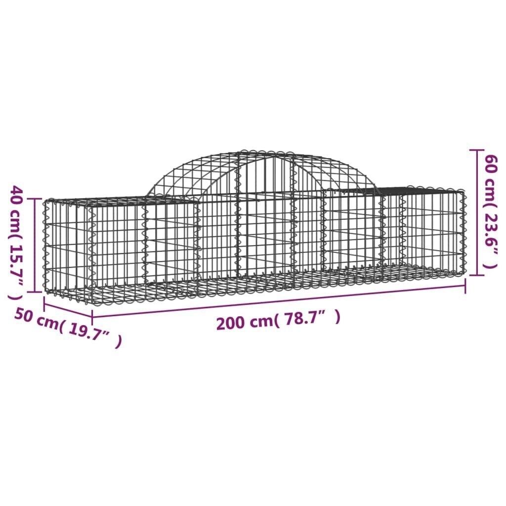 vidaXL Kaareva kivikori 200x50x40/60 cm galvanoitu rauta hinta ja tiedot | Aidat ja tarvikkeet | hobbyhall.fi