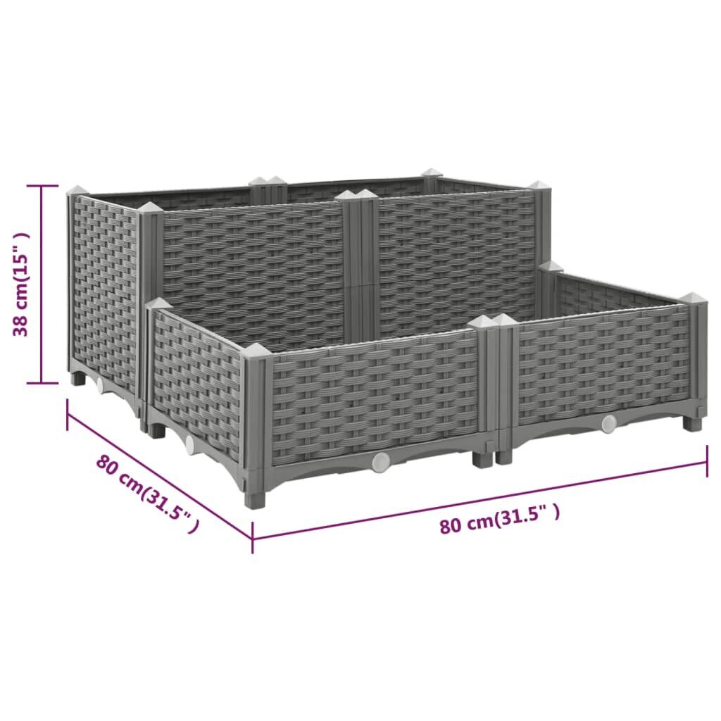 vidaXL Korotettu kukkalaatikko 80x80x38 cm polypropeeni hinta ja tiedot | Istutusruukut ja minikasvihuoneet | hobbyhall.fi