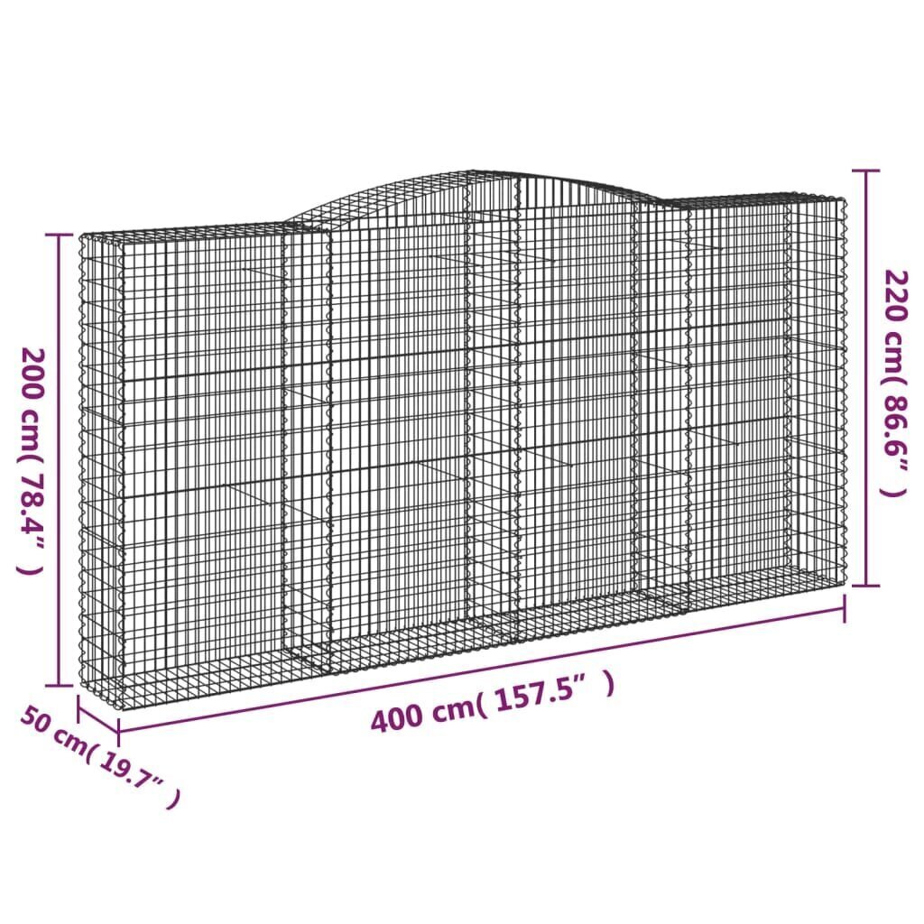 vidaXL Kaareva kivikori 400x50x200/220 cm galvanoitu rauta hinta ja tiedot | Aidat ja tarvikkeet | hobbyhall.fi