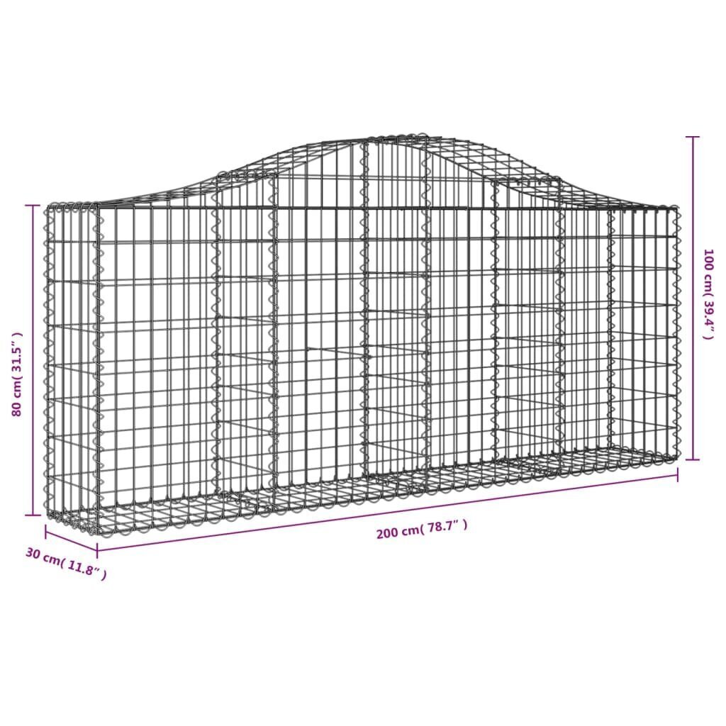 vidaXL Kaarevat kivikorit 7 kpl 200x30x80/100 cm galvanoitu rauta hinta ja tiedot | Aidat ja tarvikkeet | hobbyhall.fi