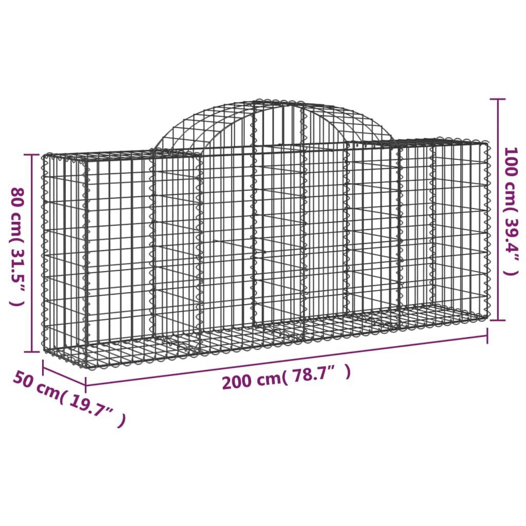 vidaXL Kaareva kivikori 200x50x80/100 cm galvanoitu rauta hinta ja tiedot | Aidat ja tarvikkeet | hobbyhall.fi