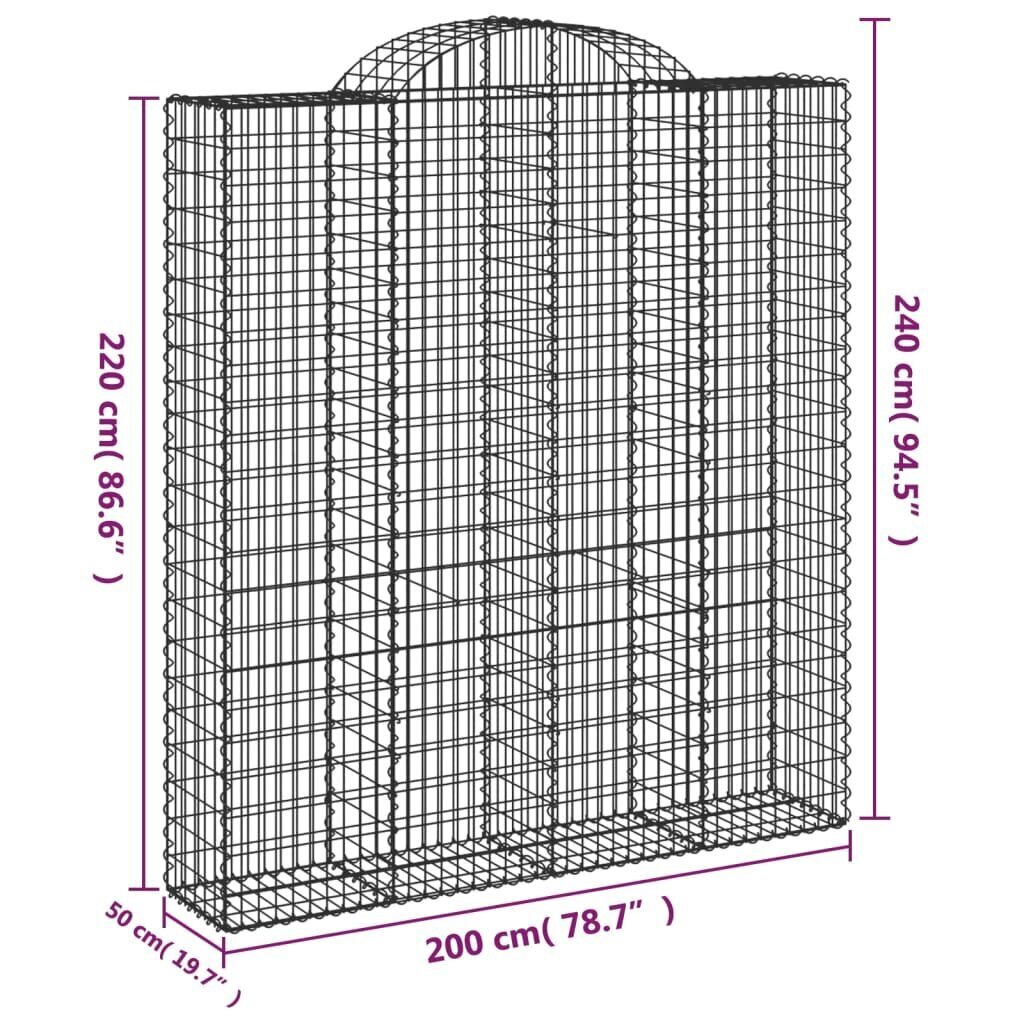 vidaXL Kaareva kivikori 200x50x220/240 cm galvanoitu rauta hinta ja tiedot | Aidat ja tarvikkeet | hobbyhall.fi