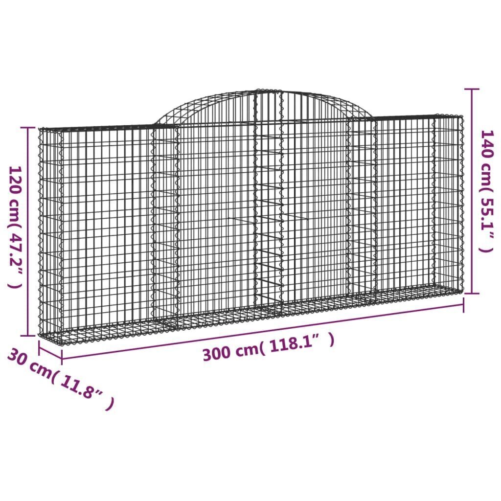 vidaXL Kaareva kivikori 300x30x120/140 cm galvanoitu rauta hinta ja tiedot | Aidat ja tarvikkeet | hobbyhall.fi