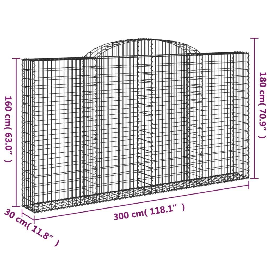 vidaXL Kaareva kivikori 300x30x160/180 cm galvanoitu rauta hinta ja tiedot | Aidat ja tarvikkeet | hobbyhall.fi