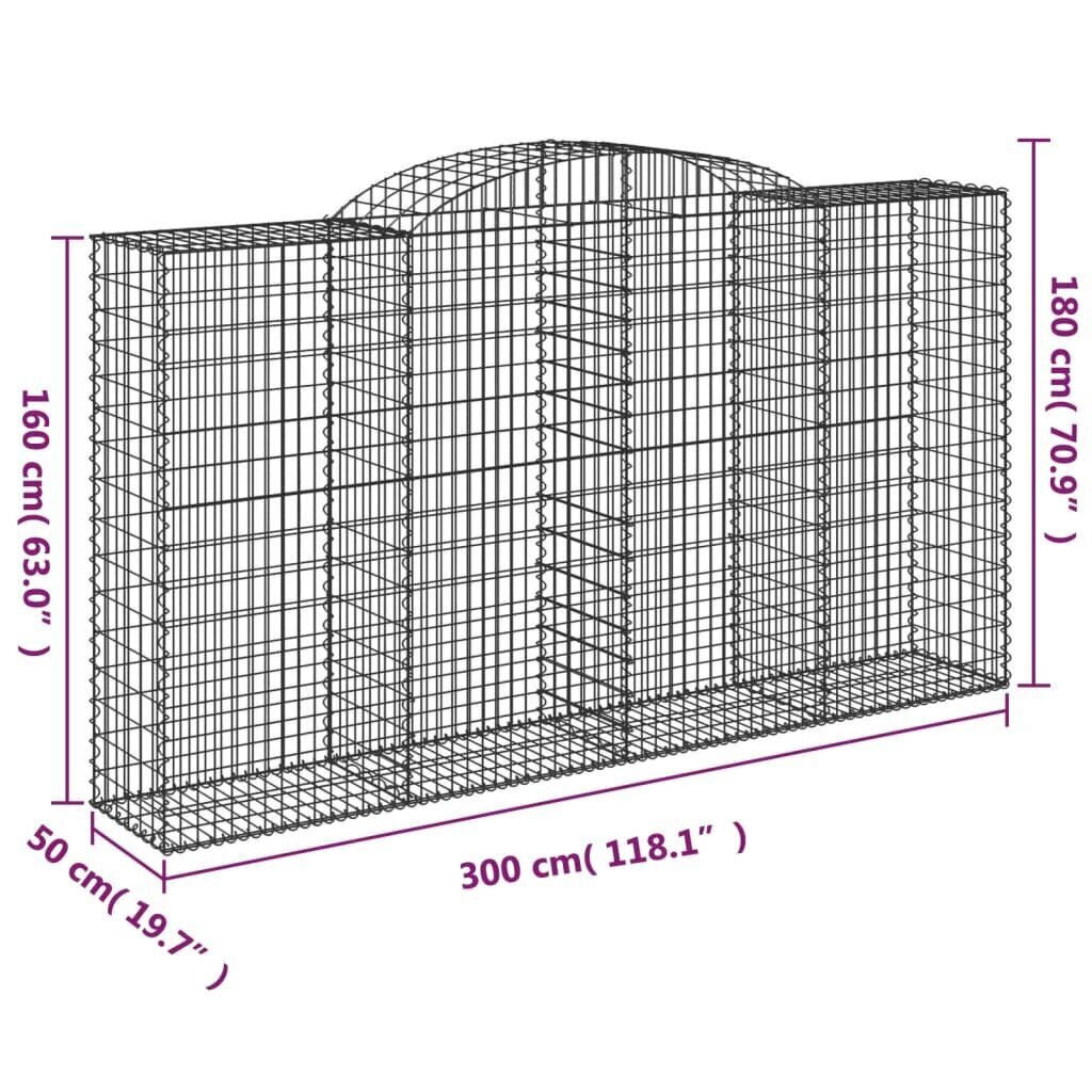 vidaXL Kaareva kivikori 300x50x160/180 cm galvanoitu rauta hinta ja tiedot | Aidat ja tarvikkeet | hobbyhall.fi